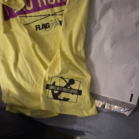 Flag Nor Fail Yellow and Purple Statement Tee - Picture 3 of 3